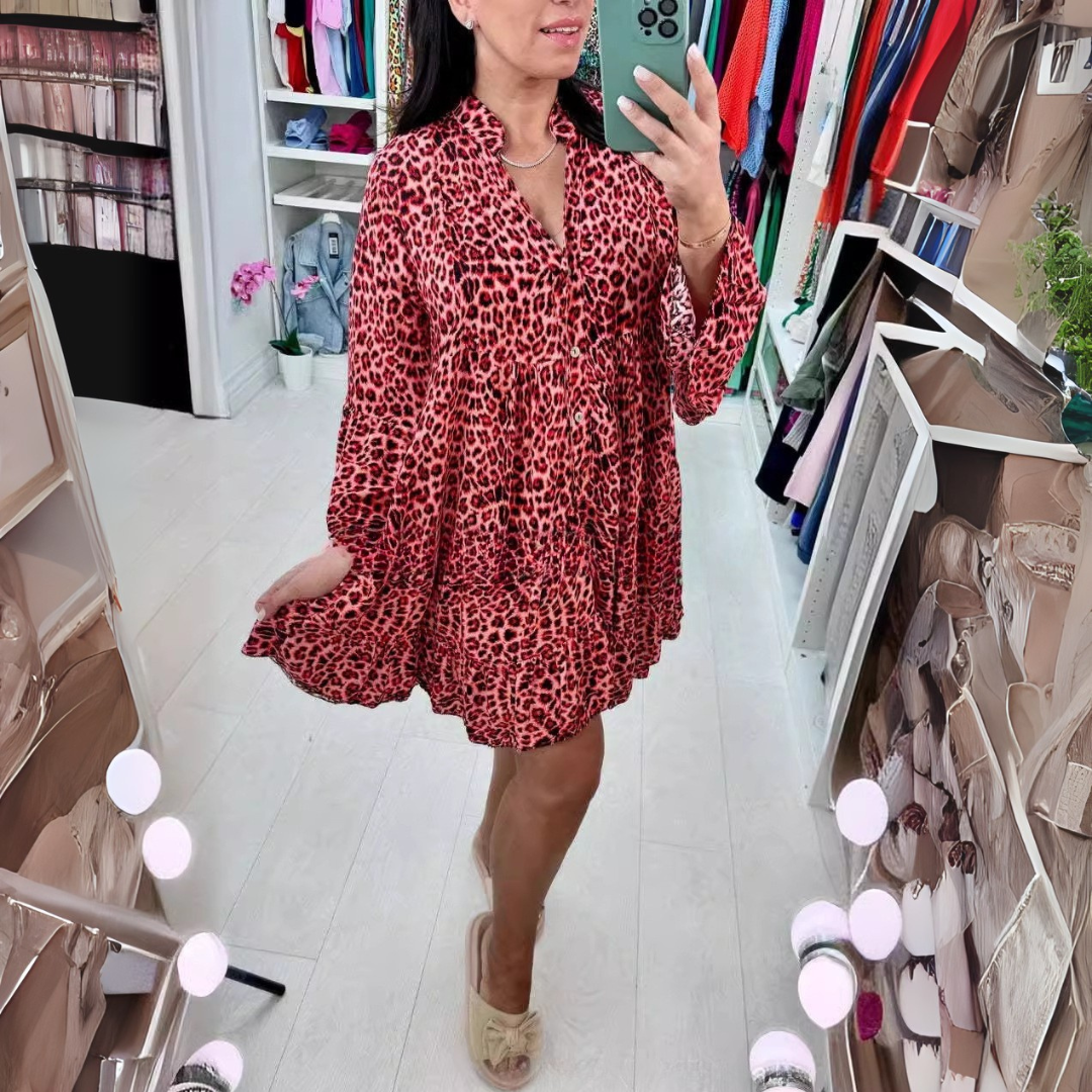 Lily - Leopard Tiered Mini Dress