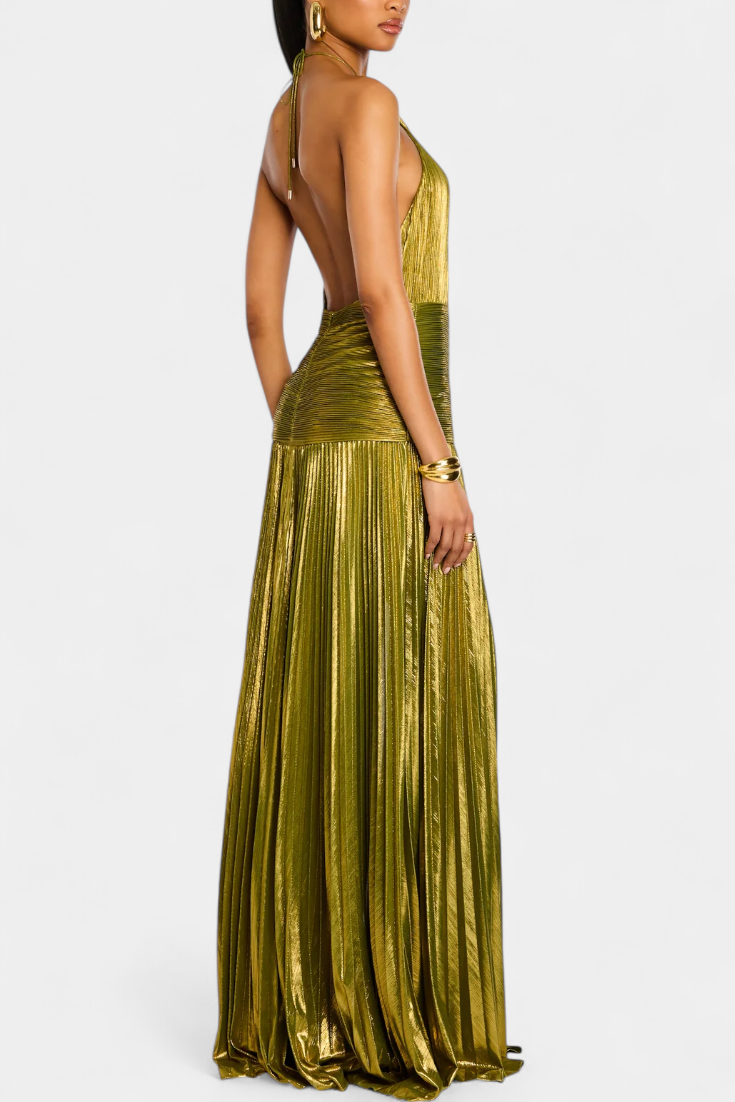 Vanessa - Halter Slit Gown