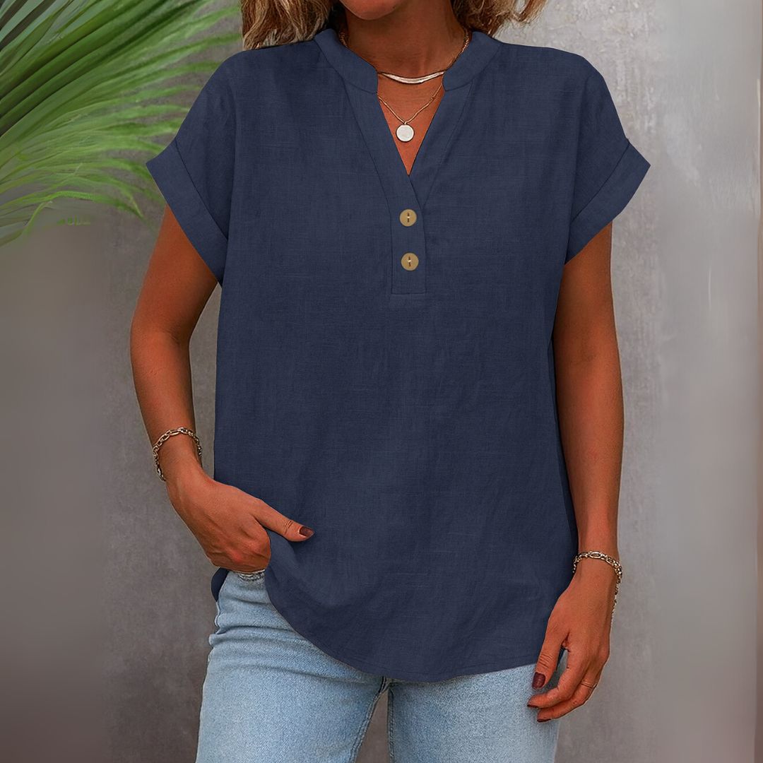 Alani - V-Neck Button Blouse