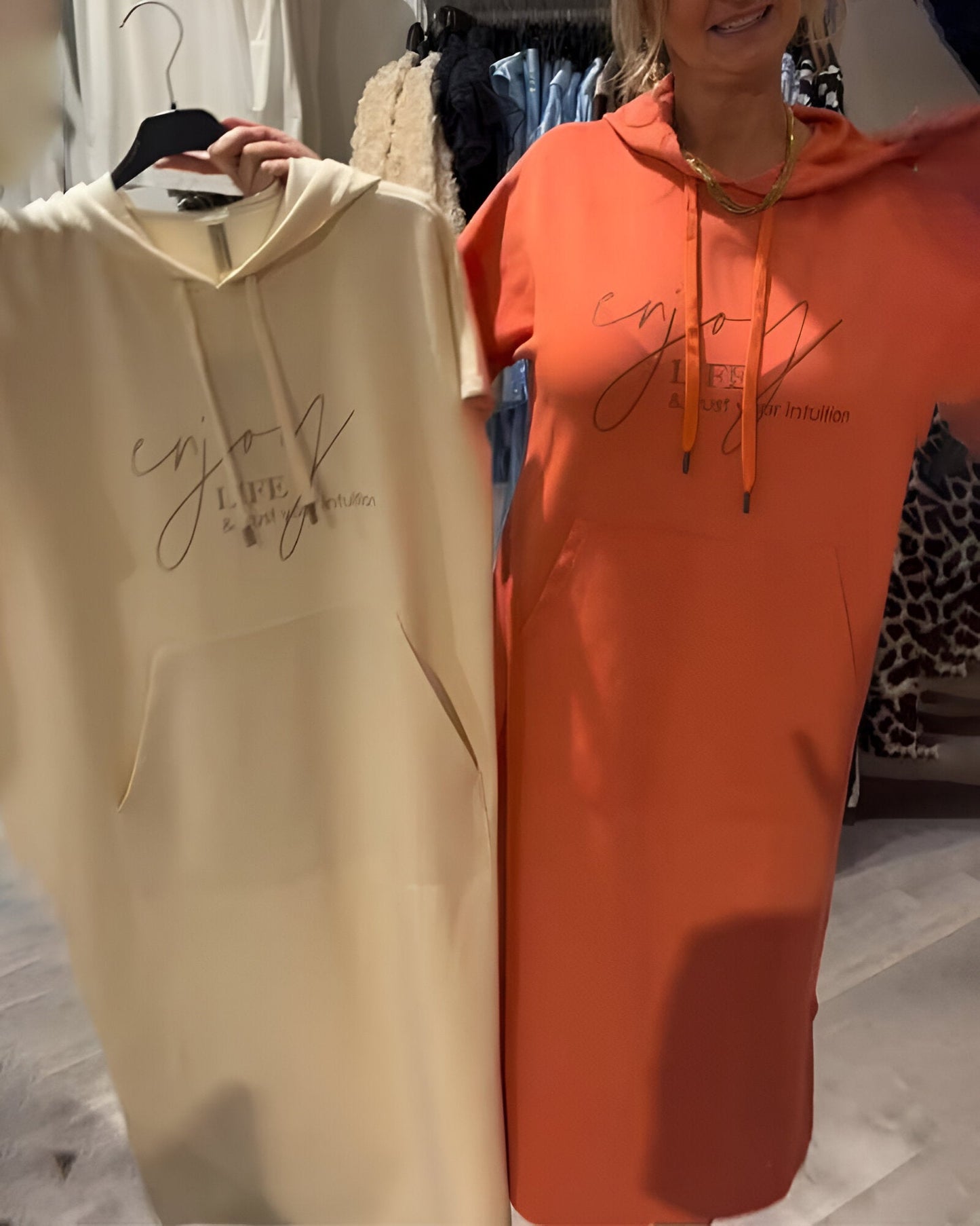 Alexa - Short Sleeve Hooded Dress