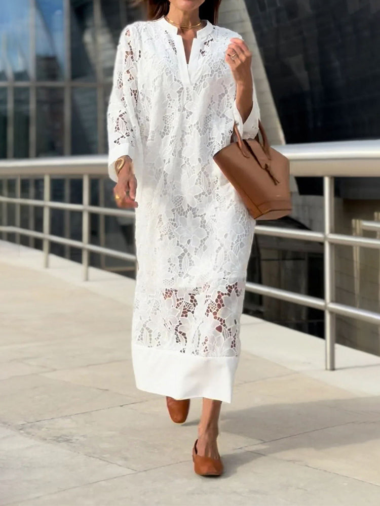 Sandra - Embroidered Midi Dress