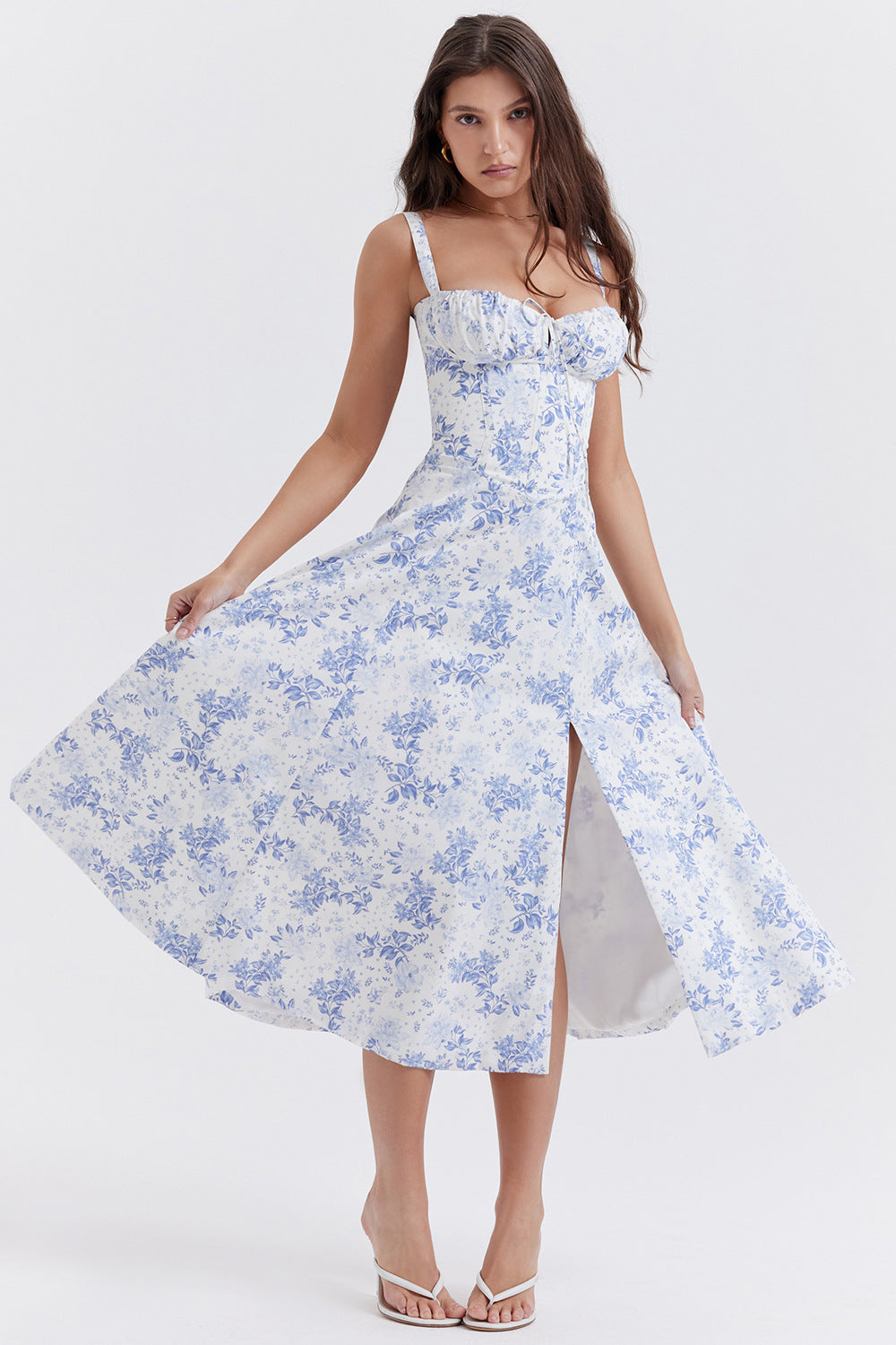 Rose - Tie Front Slit Dress