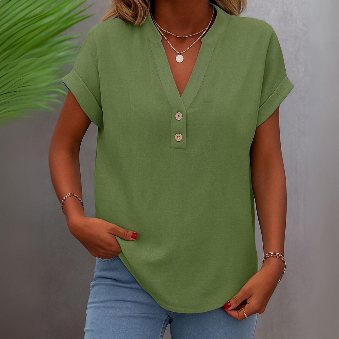 Alani - V-Neck Button Blouse