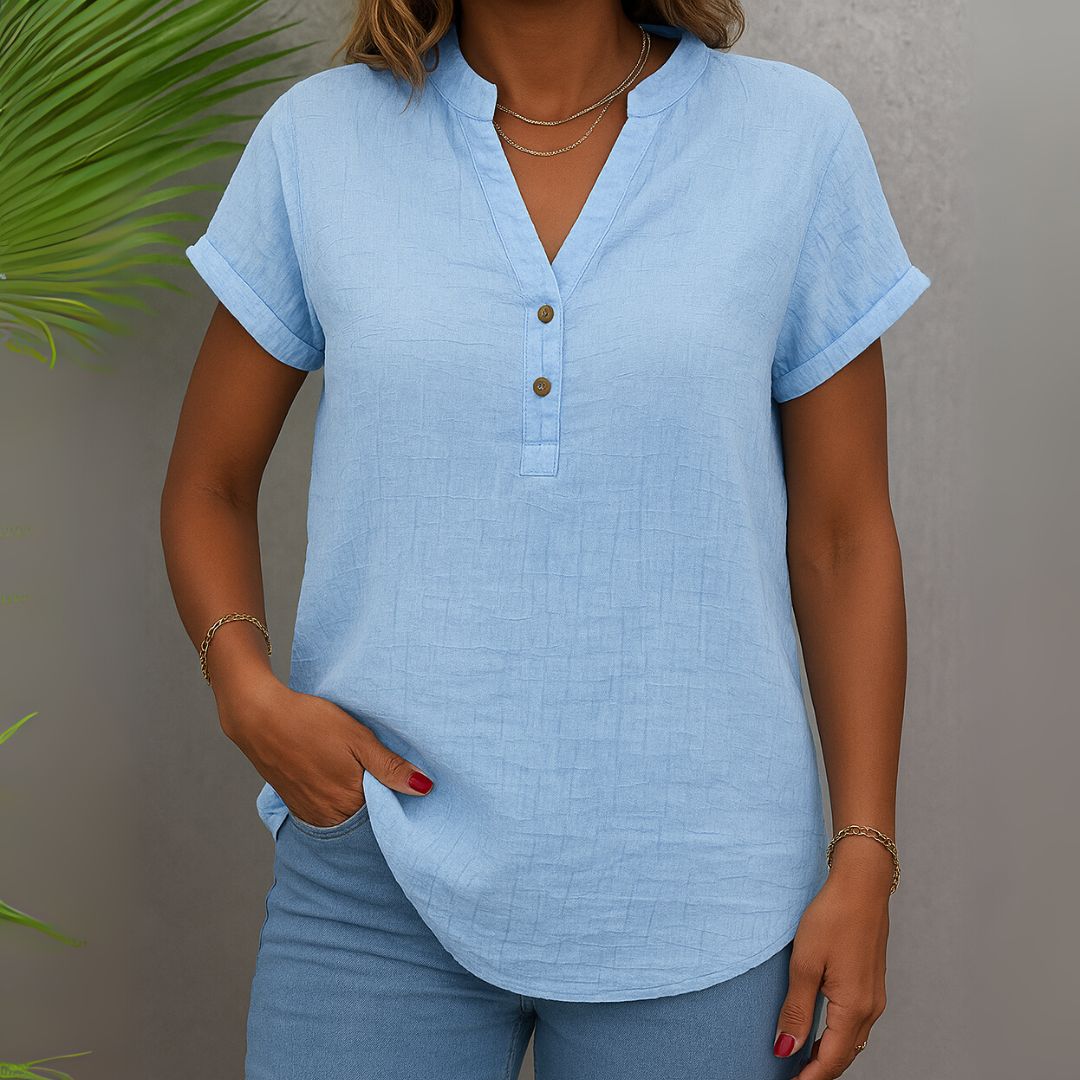 Alani - V-Neck Button Blouse