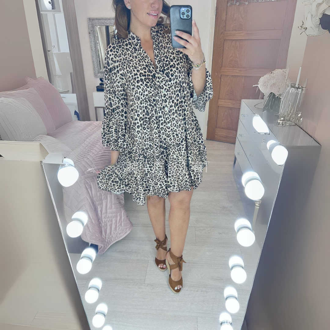 Lily - Leopard Tiered Mini Dress