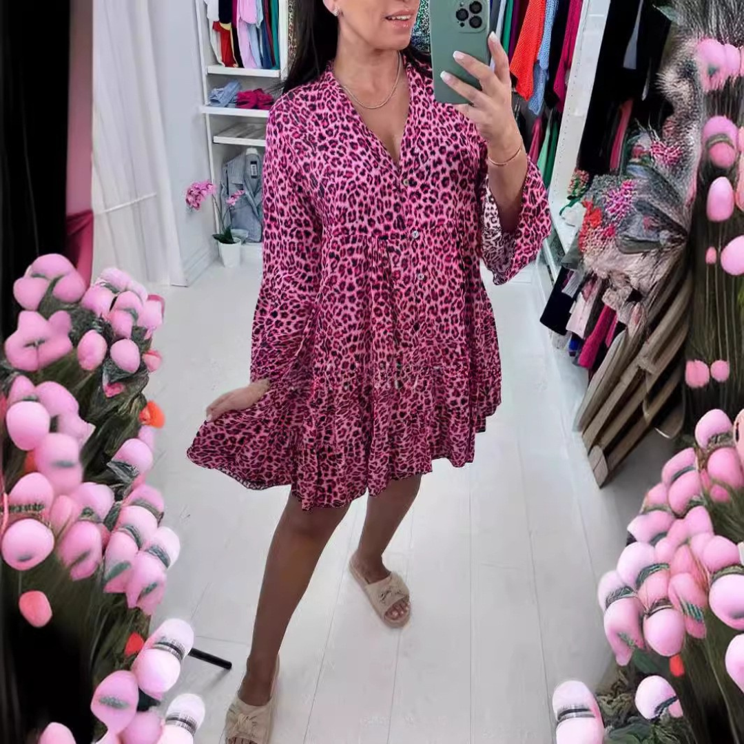 Lily - Leopard Tiered Mini Dress