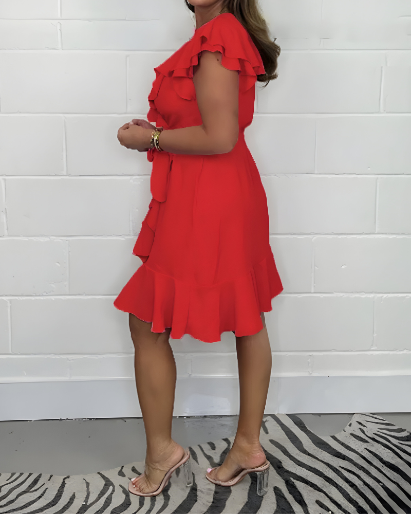 Danielle - Ruffle Tie Waist Dress