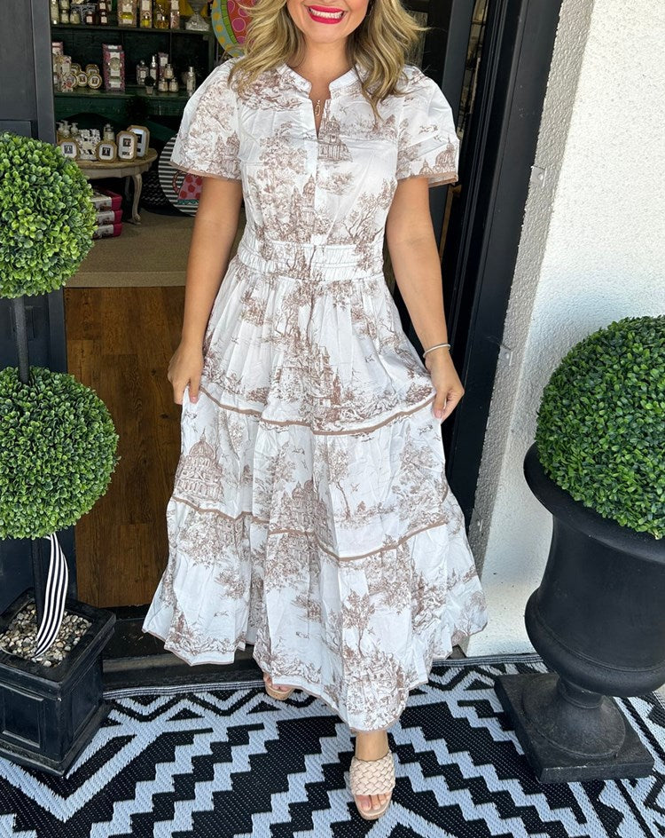 Amira - Toile Print Dress