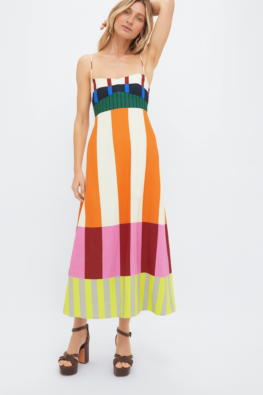 Lylah - Colorful Spaghetti Strap Dress