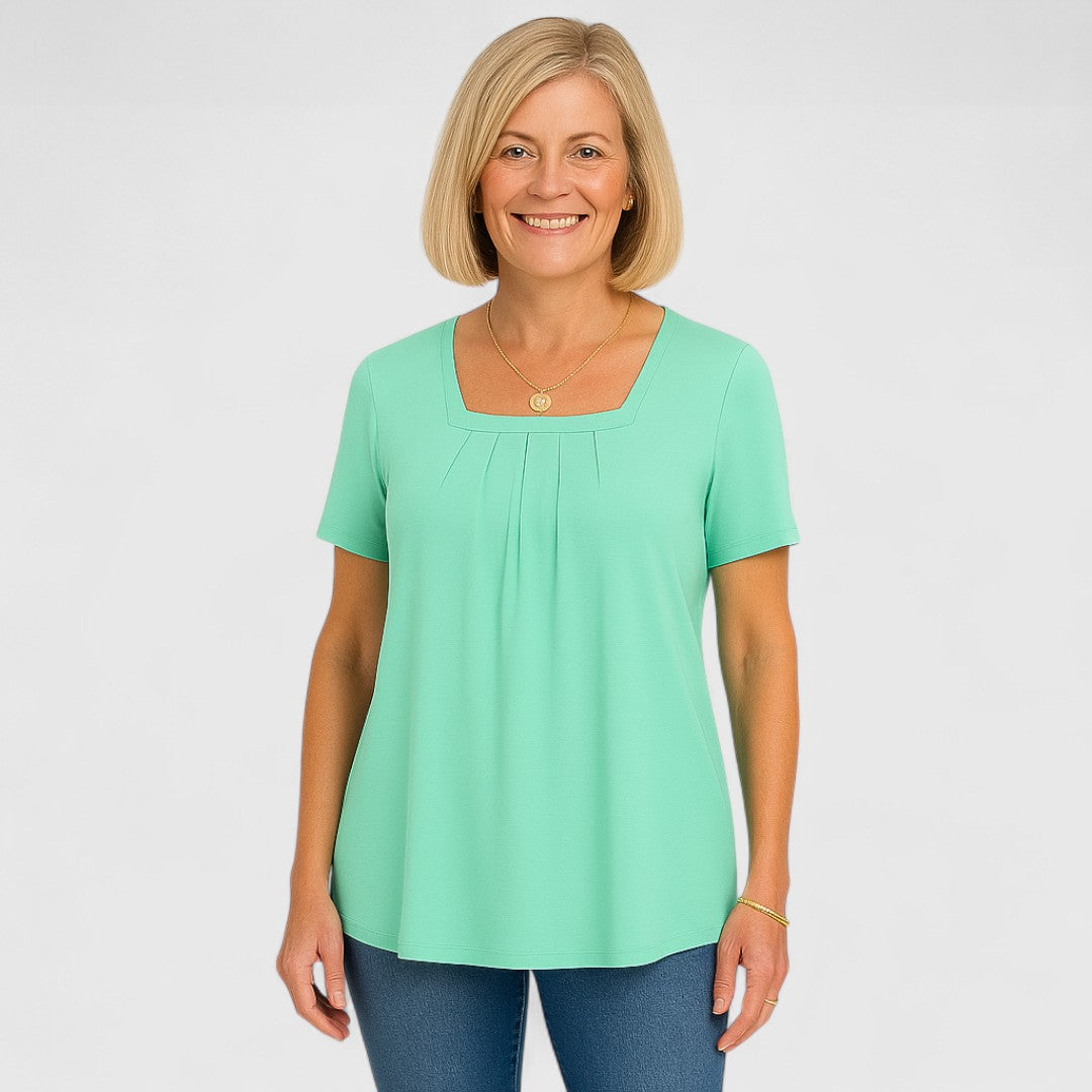 Faye - Pleated Square Neck Blouse