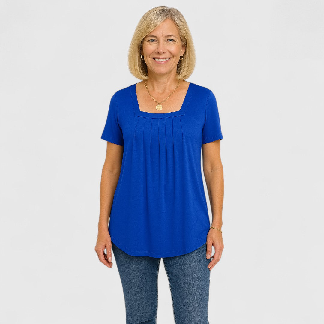 Faye - Pleated Square Neck Blouse