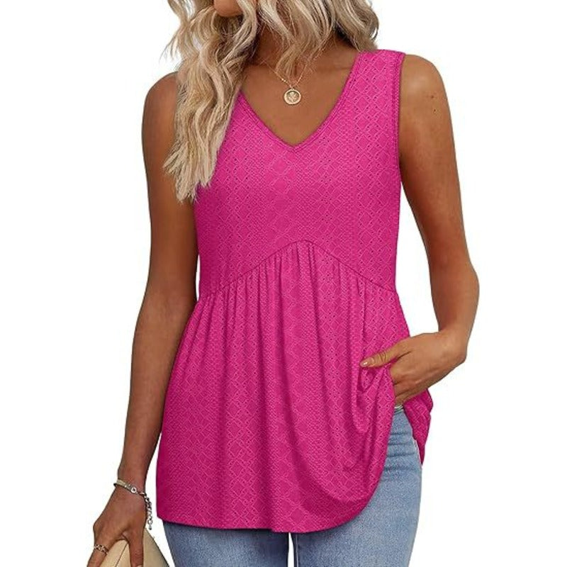 Amora - Sleeveless Curved Hem Top