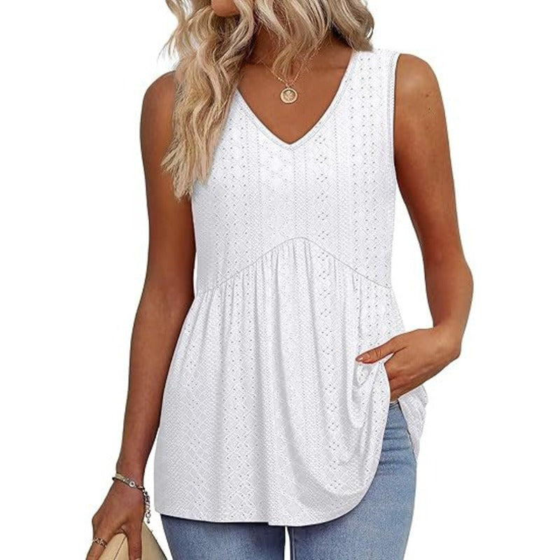 Amora - Sleeveless Curved Hem Top