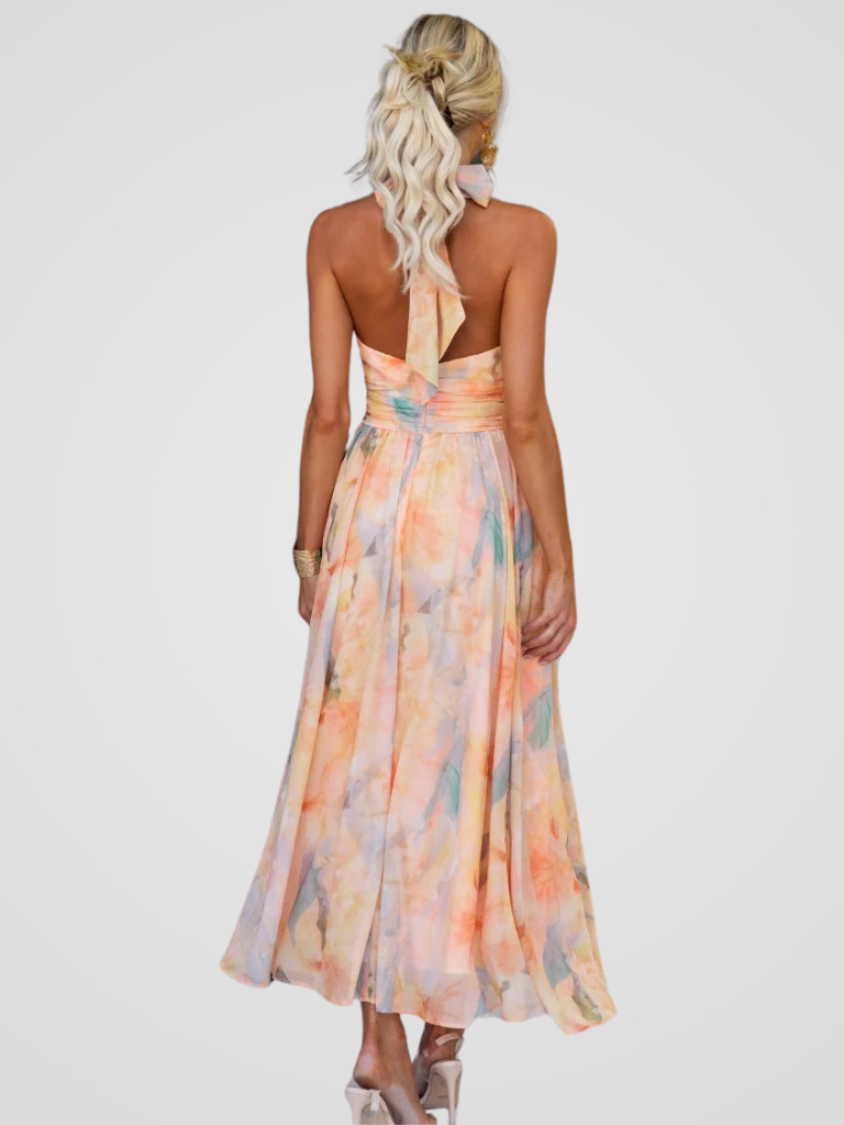 Nicole - Floral Halter Midi Dress