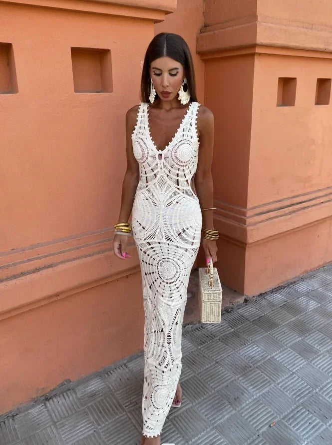 Solana - White Crochet Dress