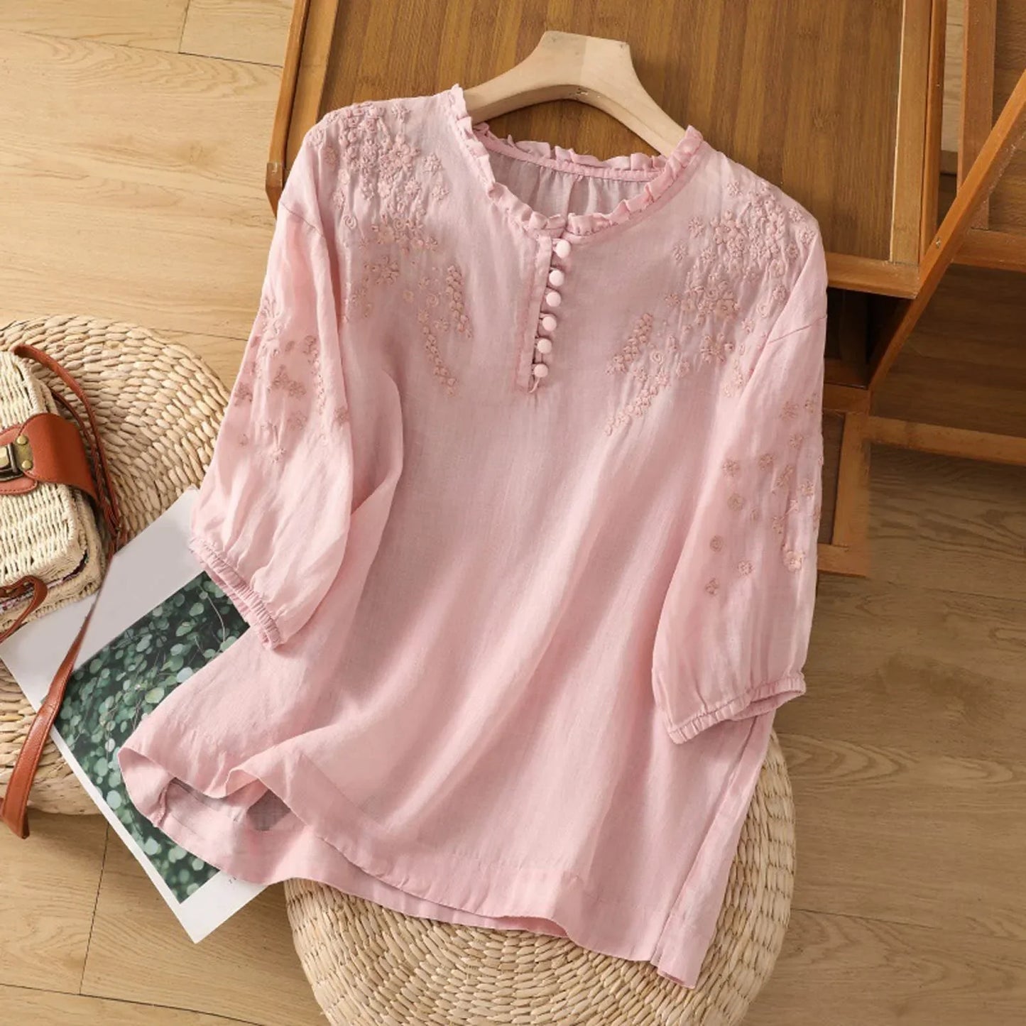 Elaine - Half Button Blouse