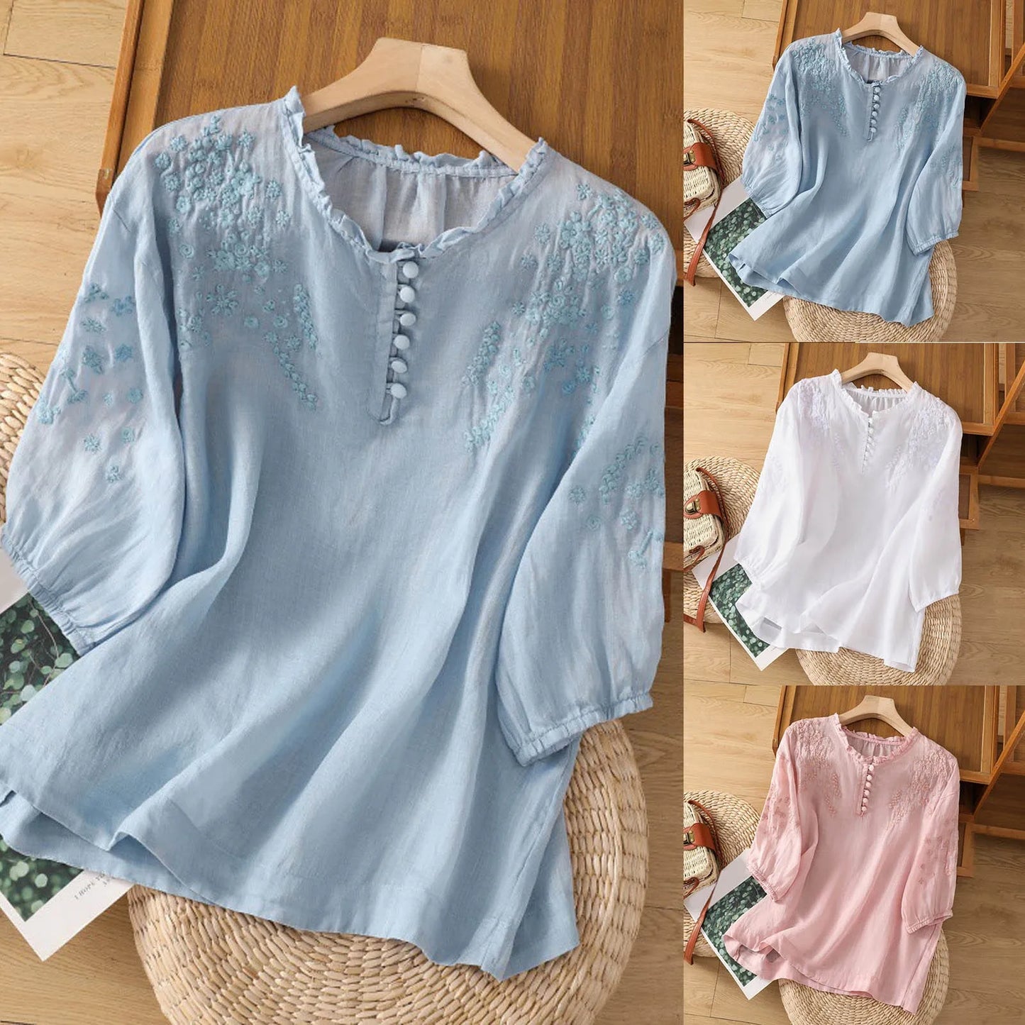 Elaine - Half Button Blouse