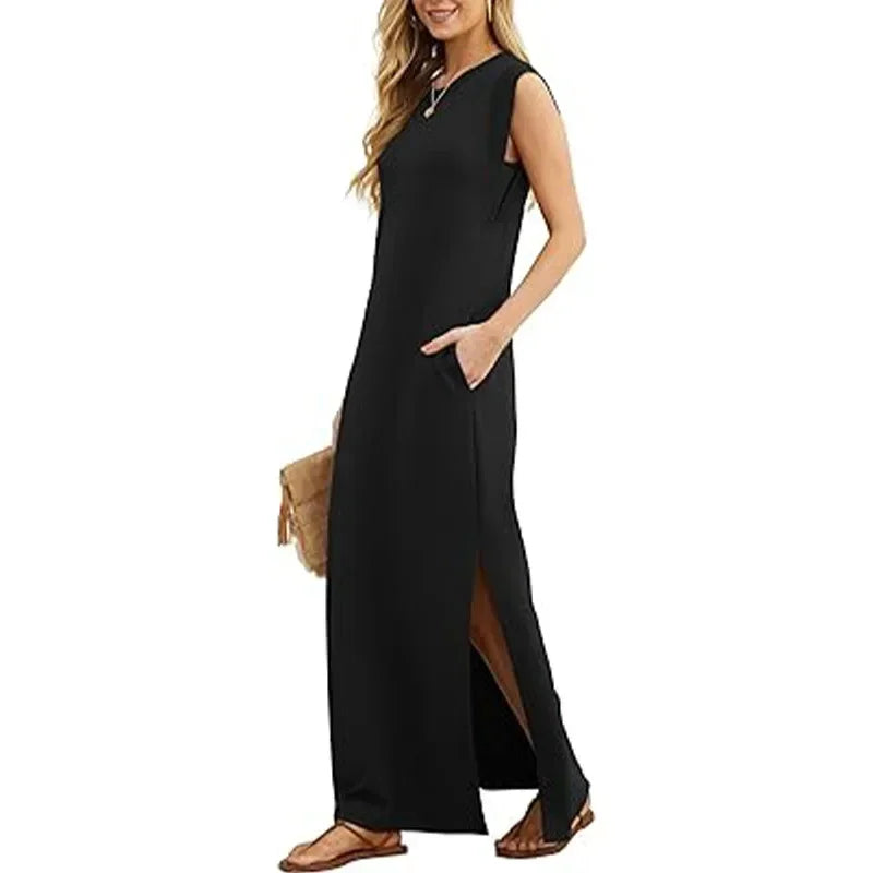 Joanna - Sleeveless Slit Maxi Dress