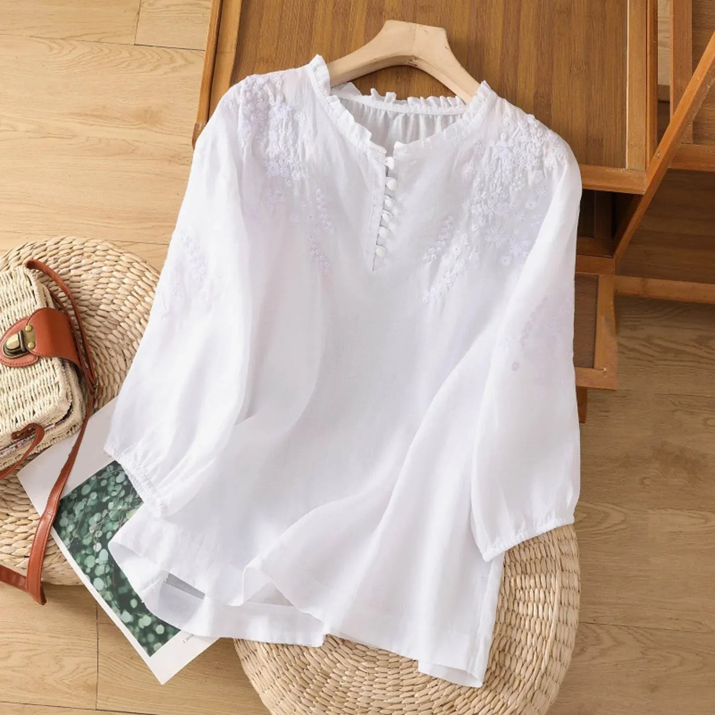 Elaine - Half Button Blouse