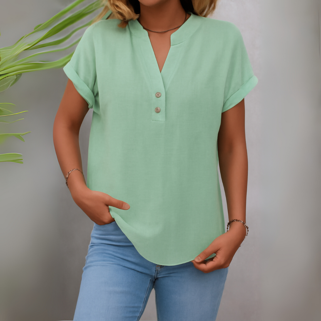 Alani - V-Neck Button Blouse