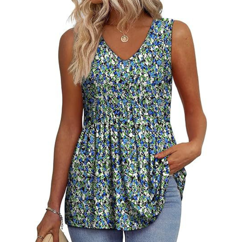 Amora - Sleeveless Curved Hem Top