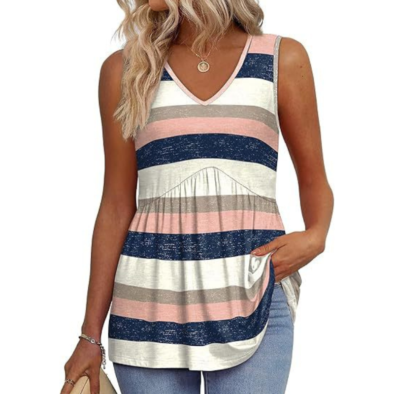 Amora - Sleeveless Curved Hem Top