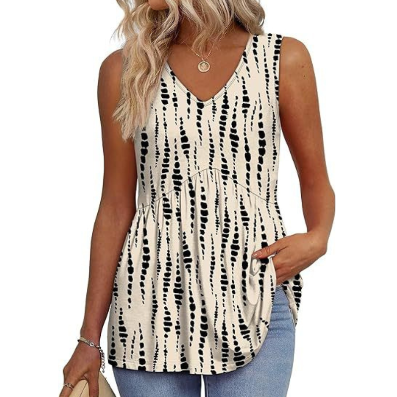 Amora - Sleeveless Curved Hem Top