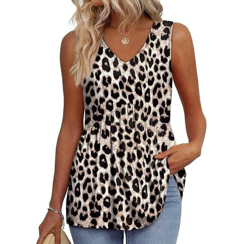 Amora - Sleeveless Curved Hem Top