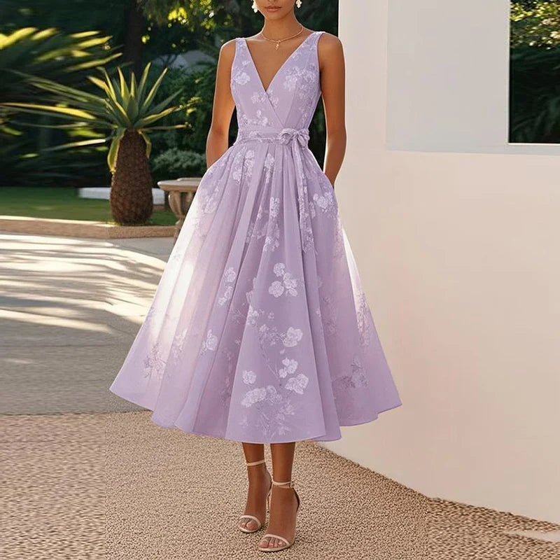 Grace - Sleeveless Floral Midi Dress