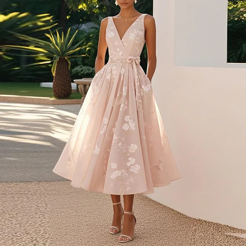 Grace - Sleeveless Floral Midi Dress