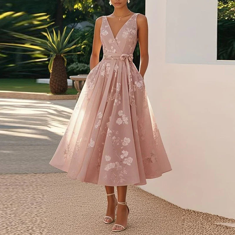 Grace - Sleeveless Floral Midi Dress