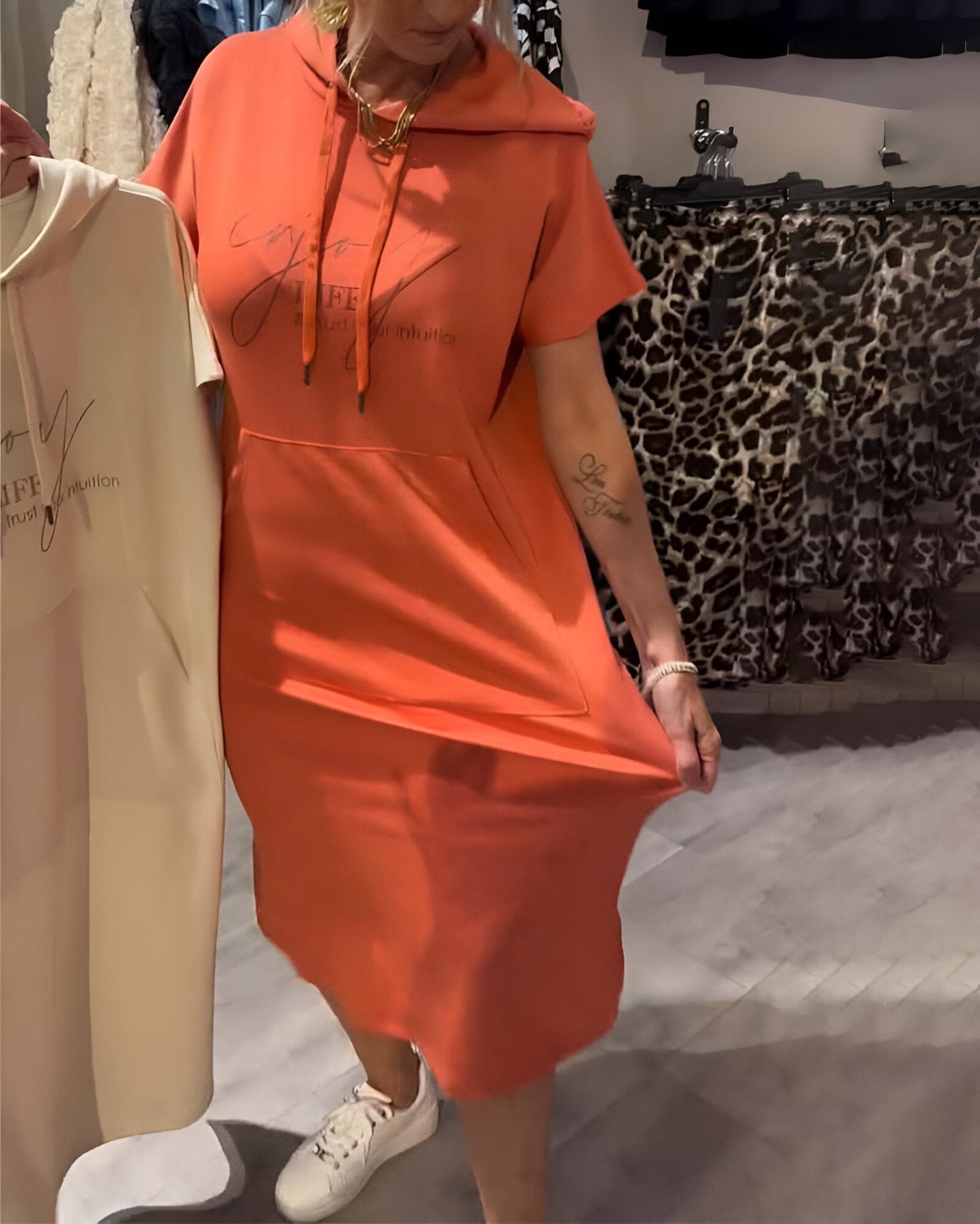 Alexa - Short Sleeve Hooded Dress