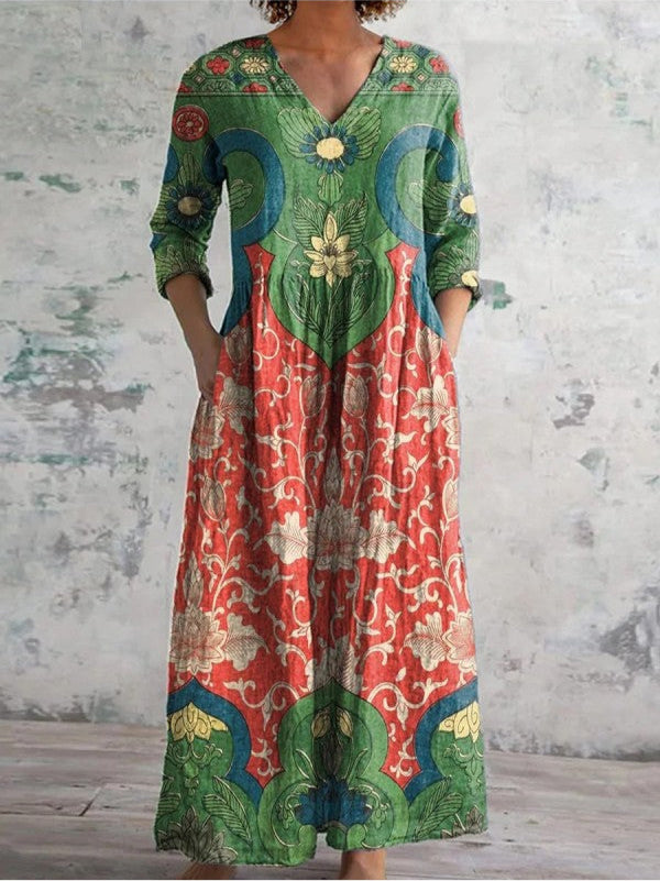 Cynthia - Printed Casual Long Dress