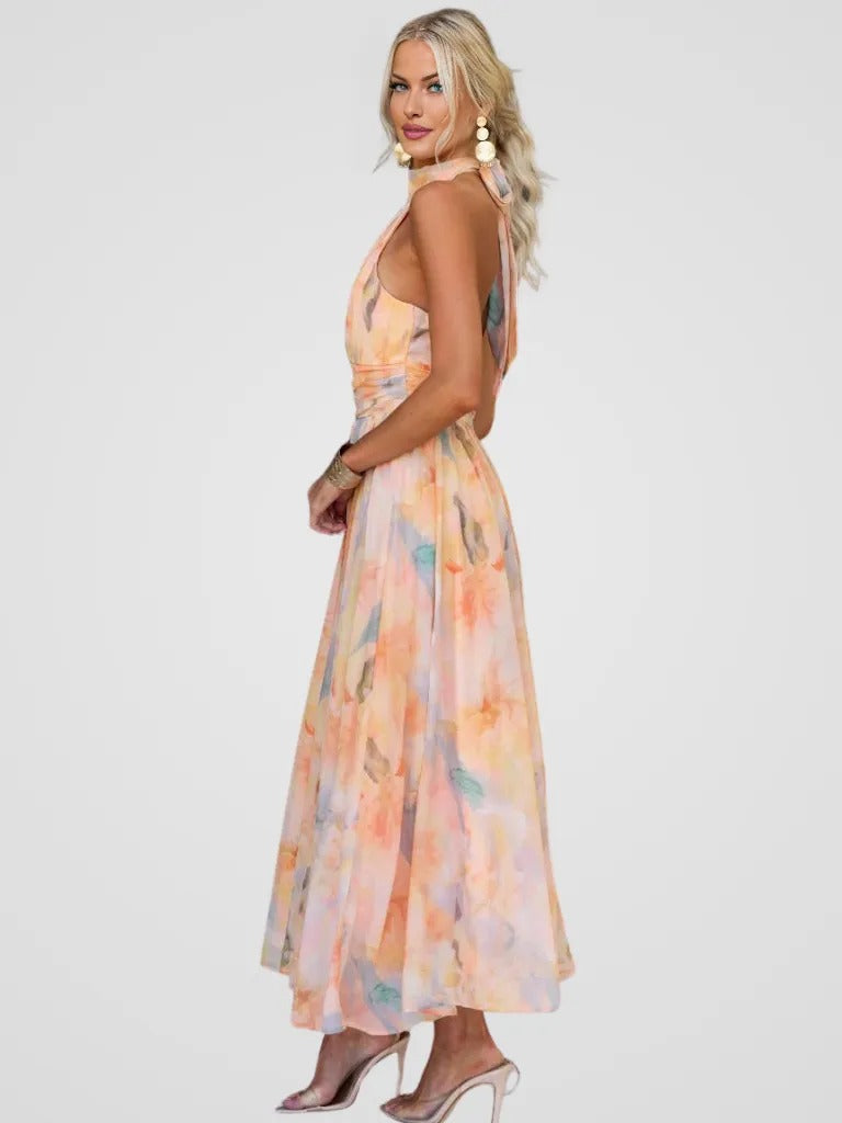 Nicole - Floral Halter Midi Dress