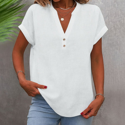 Alani - V-Neck Button Blouse