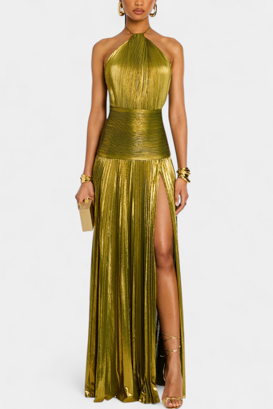 Vanessa - Halter Slit Gown