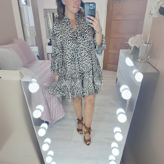 Lily - Leopard Tiered Mini Dress