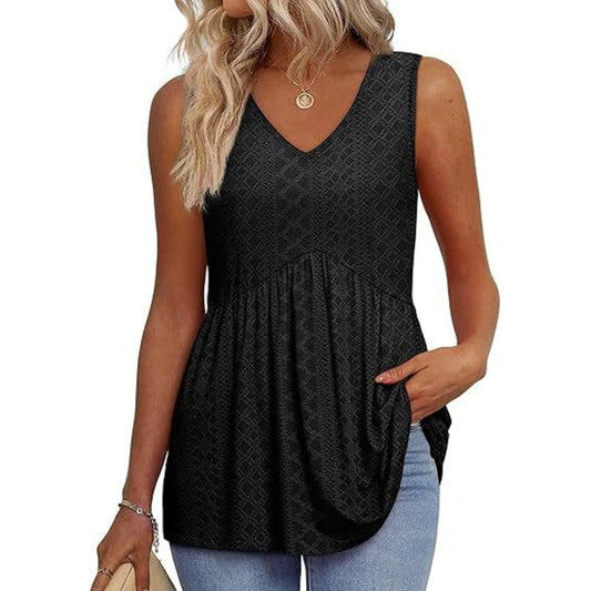 Amora - Sleeveless Curved Hem Top