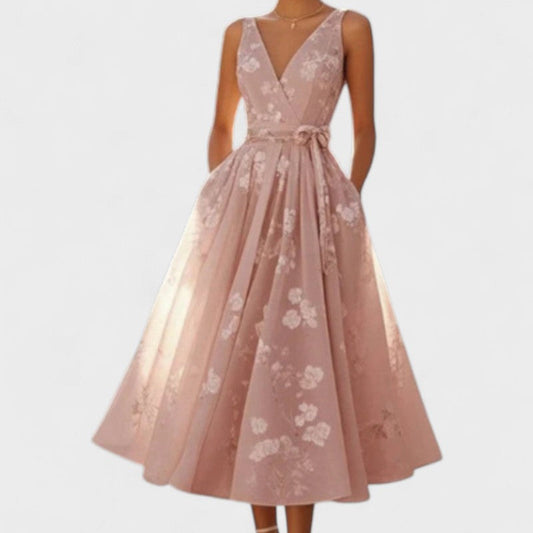 Grace - Sleeveless Floral Midi Dress