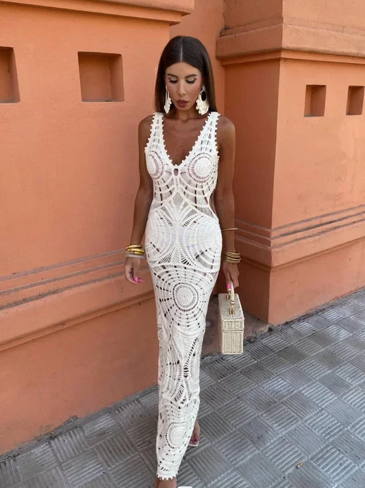 Solana - White Crochet Dress