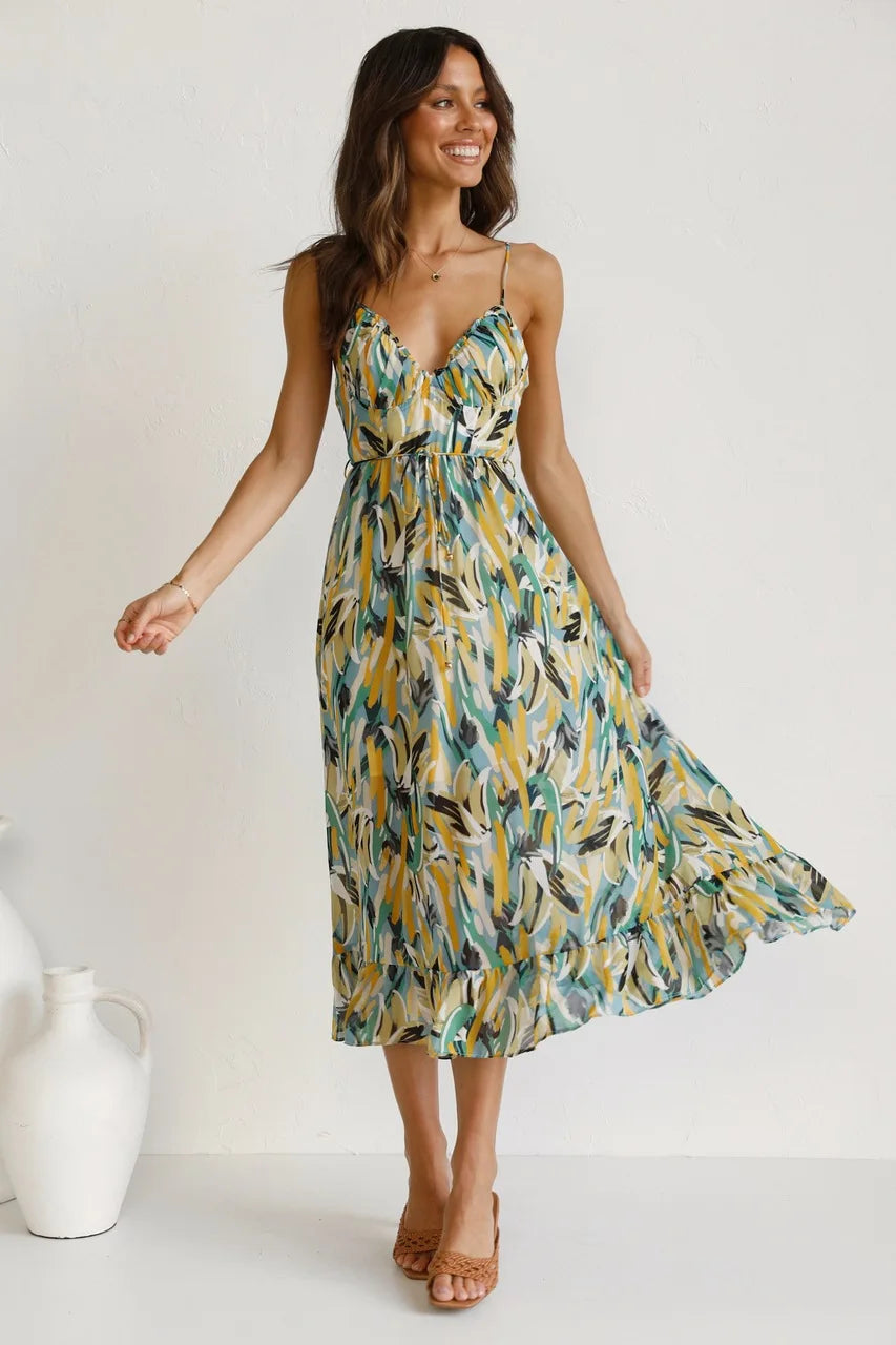 Reese - Printed Spaghetti Strap Dress