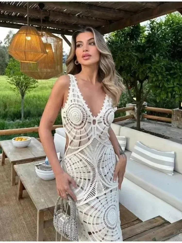 Solana - White Crochet Dress