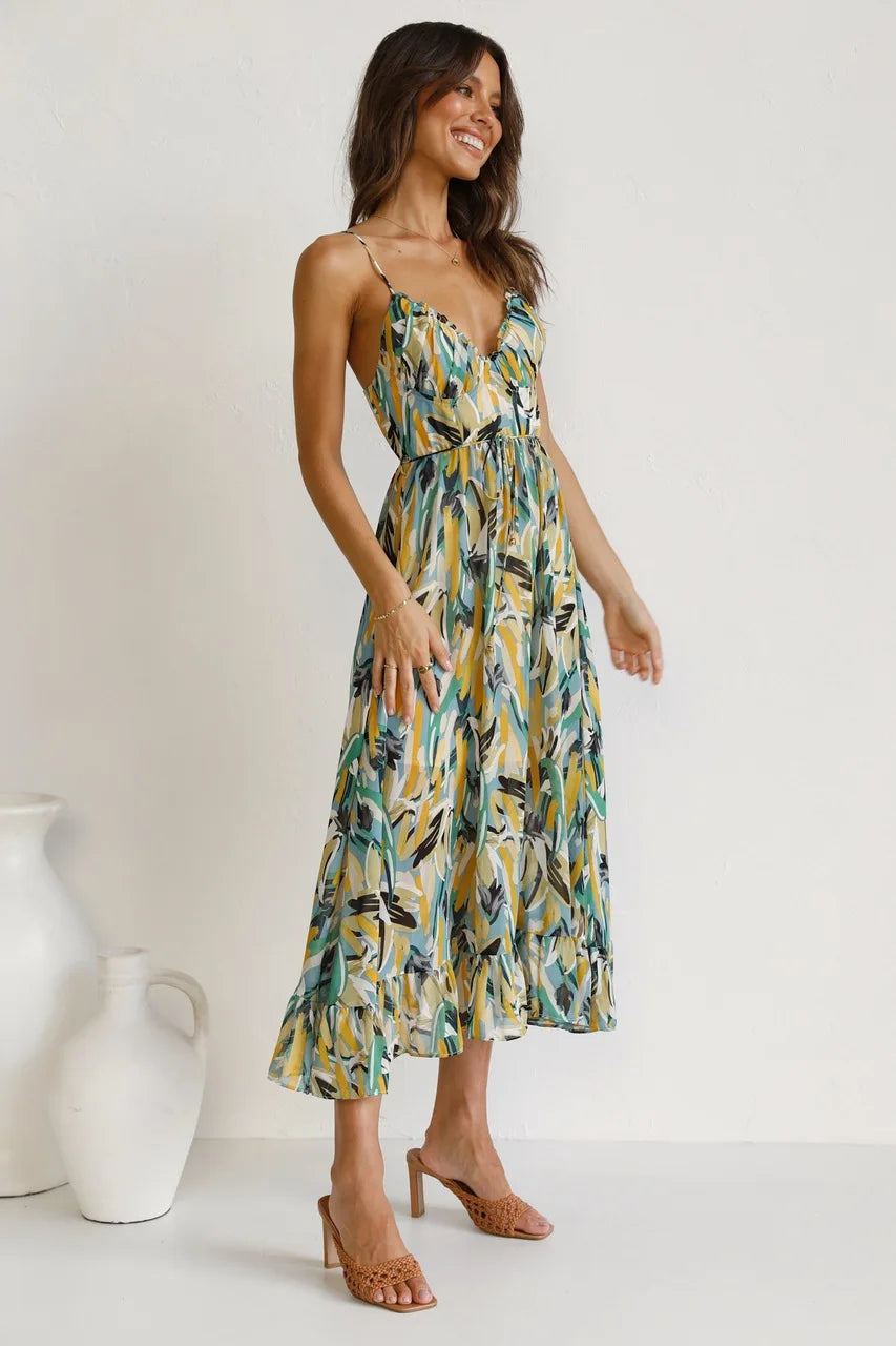 Reese - Printed Spaghetti Strap Dress
