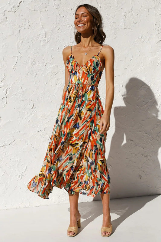 Reese - Printed Spaghetti Strap Dress