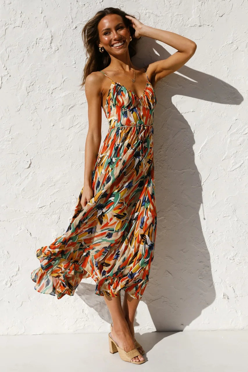 Reese - Printed Spaghetti Strap Dress