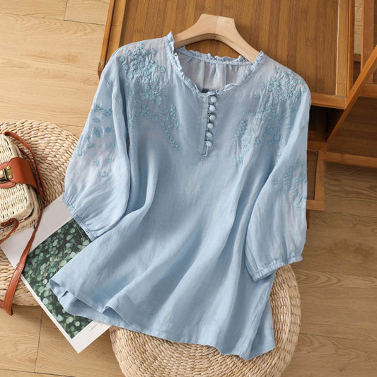 Elaine - Half Button Blouse