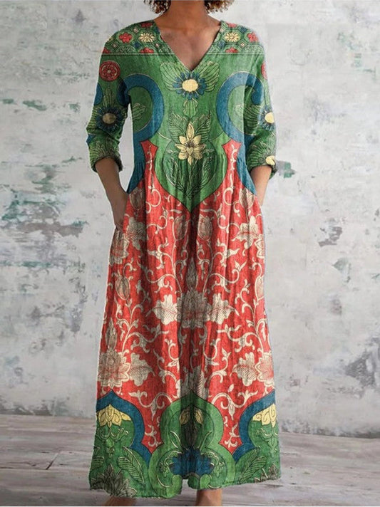 Cynthia - Printed Casual Long Dress