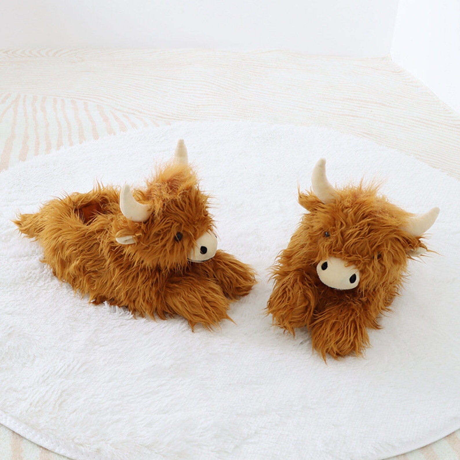 Fuzzy Highland Cow Slippers Marcira 