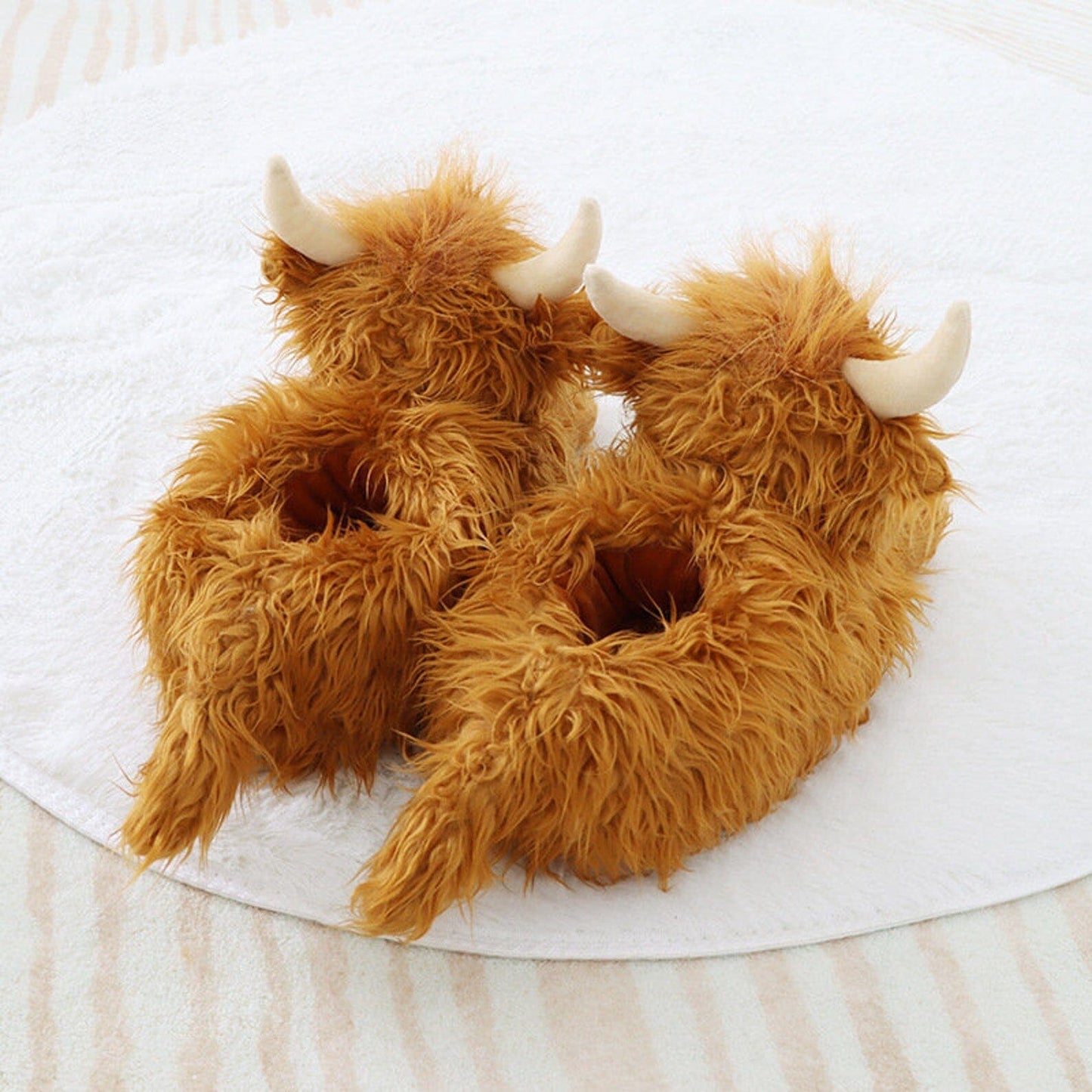 Fuzzy Highland Cow Slippers Marcira 